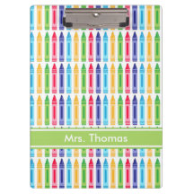 Multi Coloured Crayon Personalized Clipboard