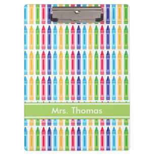 Multi Coloured Crayon Personalized Clipboard
