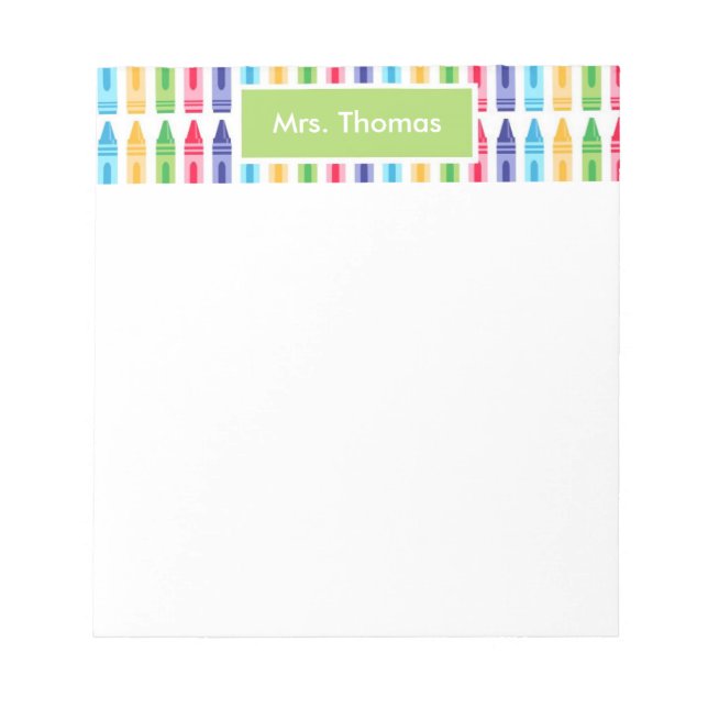 Multi Coloured Crayons Personalized Notepad (Front)