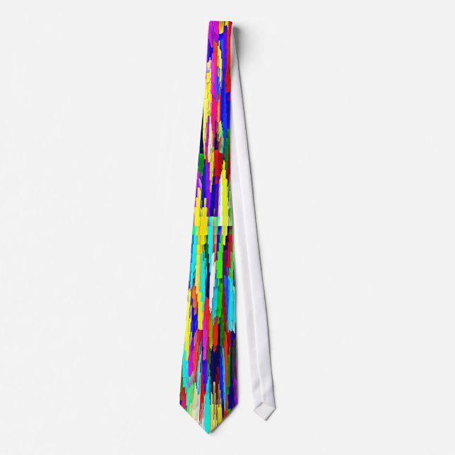 Multi-Coloured Crystalline Block Pattern Tie (Front)