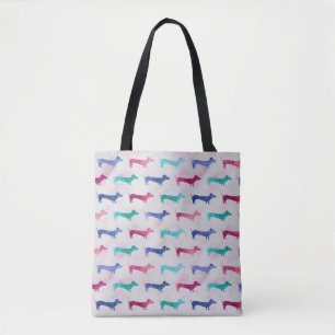 Multi-coloured Dachshund Pattern Tote Bag