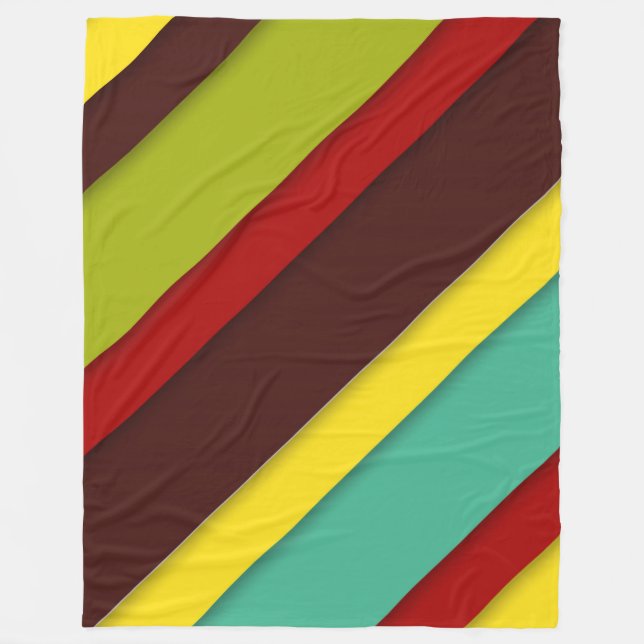 Multi-Coloured Diagonal Stripes Fleece Blanket (Front)