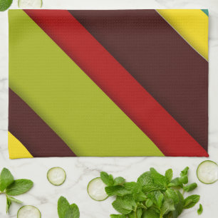 Multi-Coloured Diagonal Stripes Kitchen Towel