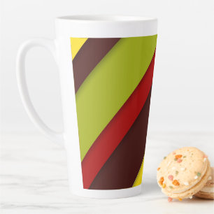 Multi-Coloured Diagonal Stripes Latte Mug