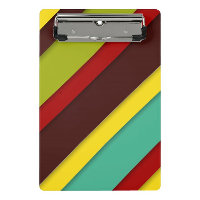 Multi-Coloured Diagonal Stripes Mini Clipboard (Front)