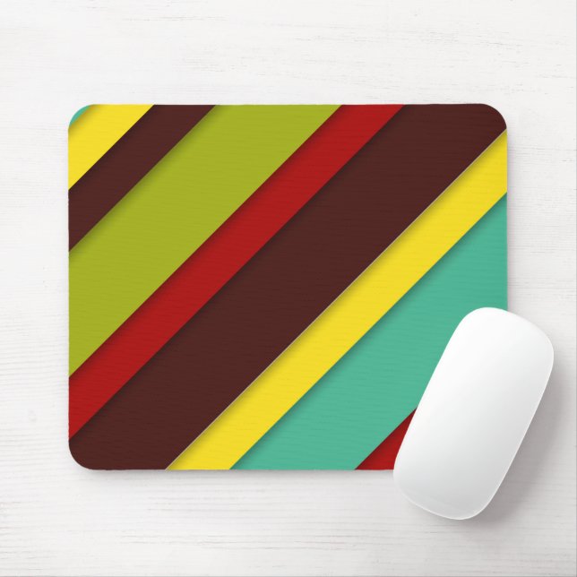 Multi-Coloured Diagonal Stripes Mouse Pad (With Mouse)