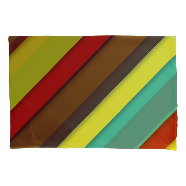 Multi-Coloured Diagonal Stripes Pillowcase (Front)