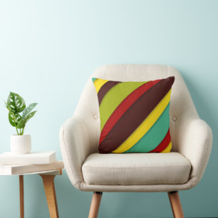Multi-Coloured Diagonal Stripes Throw Pillow