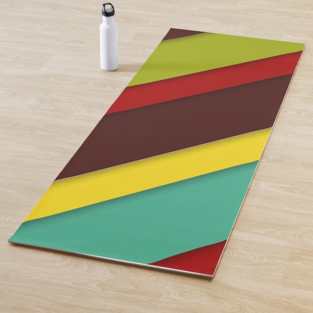 Multi-Coloured Diagonal Stripes Yoga Mat (In Situ)