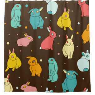 Multi-coloured, different rabbits, hares on a dark