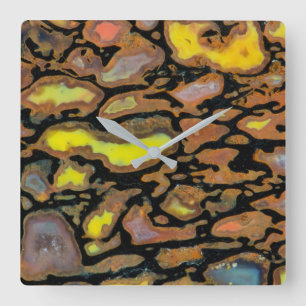 Multi Coloured Dinosaur Bone Square Wall Clock