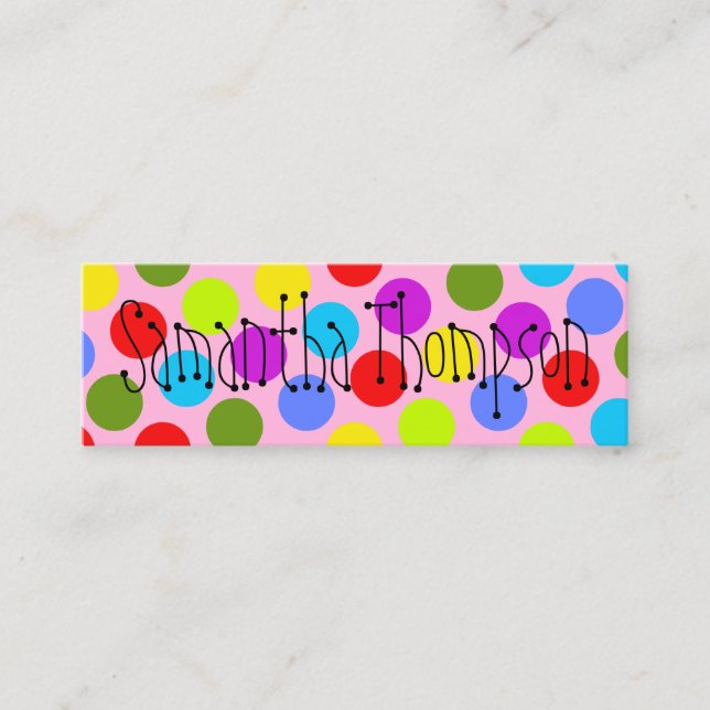 Multi-Coloured Dot Kids Contact Info Calling Card (Front)