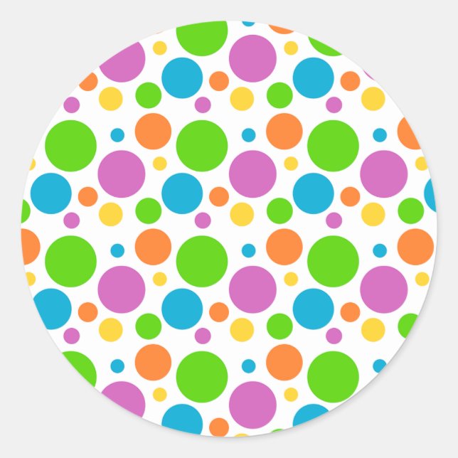 Multi-coloured Dots Classic Round Sticker (Front)