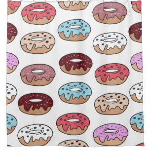 Multi-coloured doughnuts hand drawn seamless patte