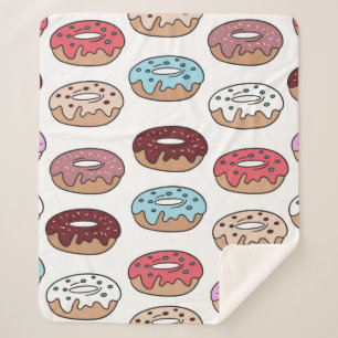 Multi-coloured doughnuts hand drawn seamless patte sherpa blanket