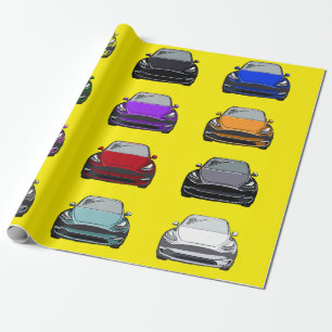 Multi Coloured Electric Vehicle SUV Car Yellow Wrapping Paper