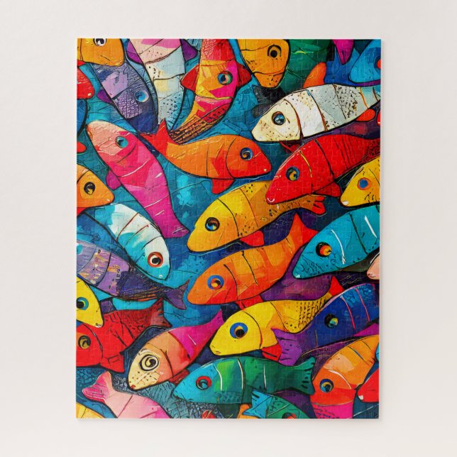 Multi-coloured Fish Pattern Jigsaw Puzzle (Vertical)