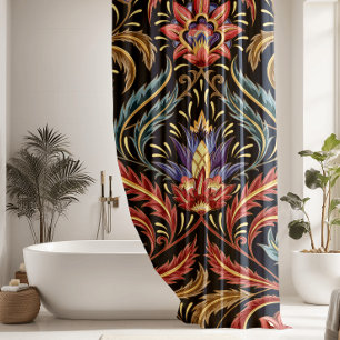 Multi Coloured Floral Damask Shower Curtain