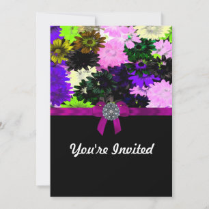 Multi-coloured floral invitation