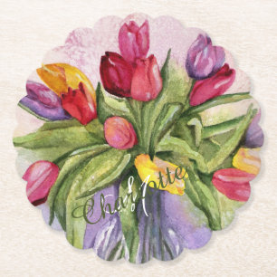 Multi-coloured Floral Paper Coaster