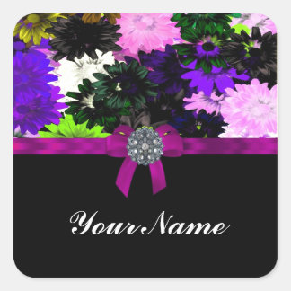 Multi-coloured floral square sticker