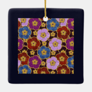 Multi-Coloured Flowers Pattern Ceramic Ornament