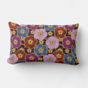Multi-Coloured Flowers Pattern Lumbar Pillow