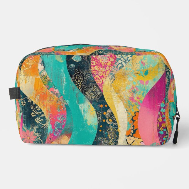 Multi-Coloured Flowers Wave Dopp Kit (Front)