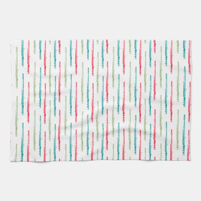 Multi Coloured Flutes Kitchen Towel (Horizontal)