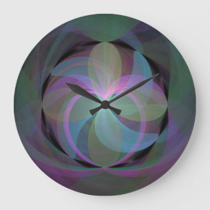 Multi Coloured Fractal Fan Large Clock