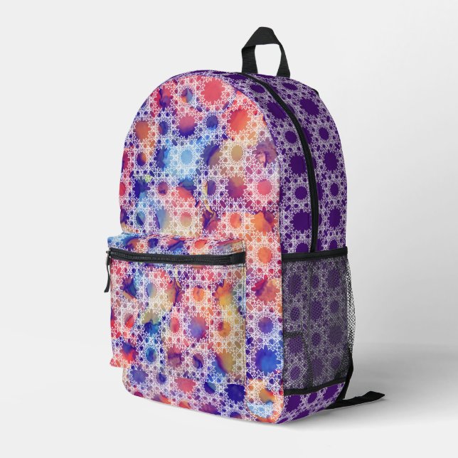 Multi-Coloured Geometric  Backpack by Joya Eve (Back Corner Right)