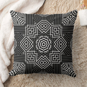 Multi-coloured geometric pattern retro throw pillow