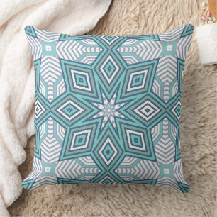 Multi-coloured geometric pattern retro throw pillow
