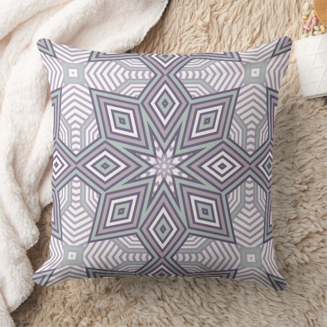 Multi-coloured geometric pattern retro throw pillow (Blanket)
