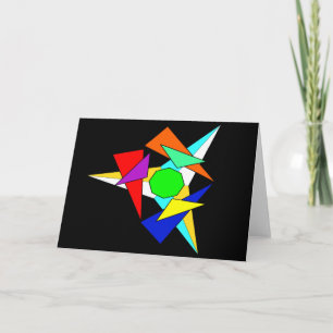 Multi coloured geometric star burst card