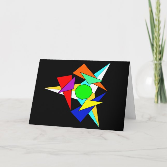 Multi coloured geometric star burst card (Front)