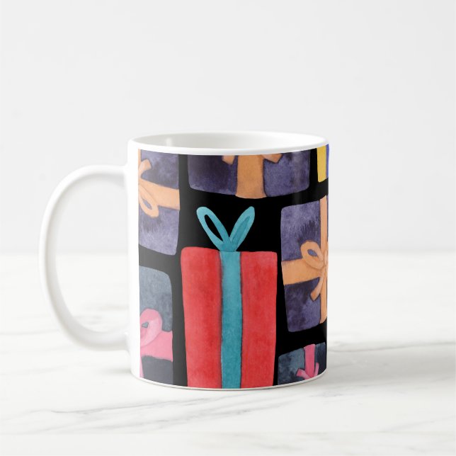 Multi-Coloured Gifts Watercolor Seamless Coffee Mug (Left)