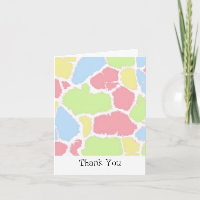 Multi-Coloured Giraffe Fur Pattern Thank You Card (Front)