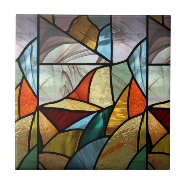 Multi-Coloured Glass Abstract Tile (Front)