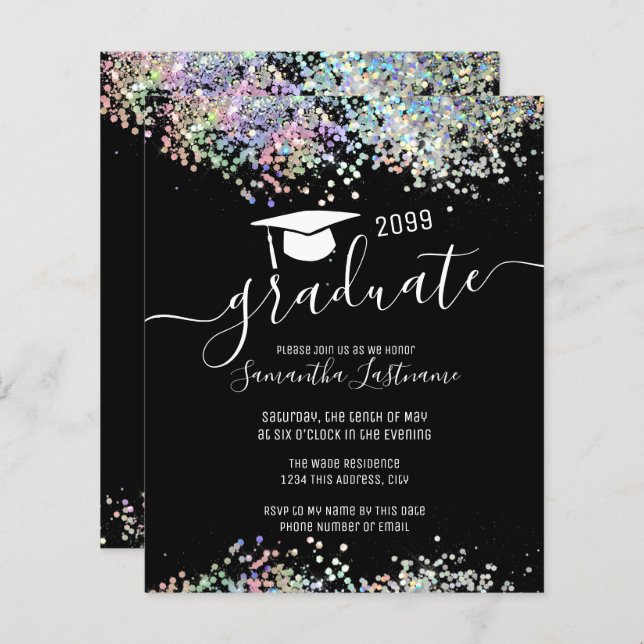 Multi coloured glitter graduation party Paper Shee (Front/Back)
