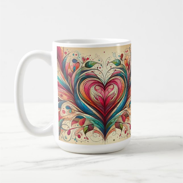 Multi Coloured Heart Coffee Mug (Left)