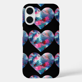 Multi Coloured Heart Paint on Wood iPhone 16 Case