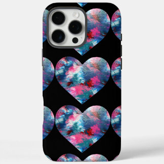 Multi Coloured Heart Paint on Wood iPhone 16 Pro Max Case