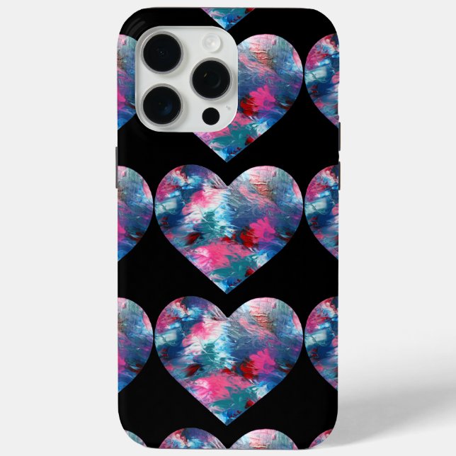 Multi Coloured Heart Paint on Wood Case-Mate iPhone Case (Back)