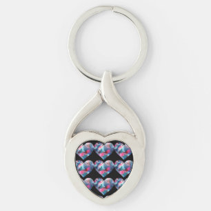 Multi Coloured Heart Paint on Wood Keychain
