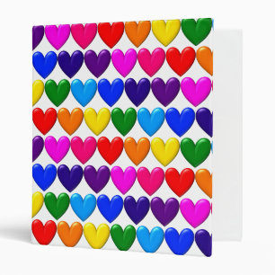 Multi-Coloured Hearts 3-Ring 1" Binder