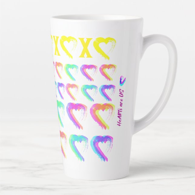 Multi coloured Hearts Latte Mug (Right)
