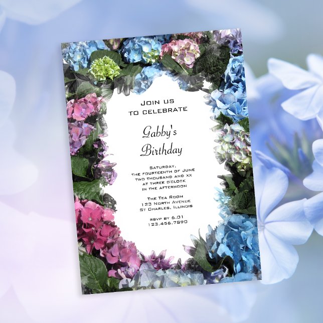 Multi Coloured Hydrangeas Birthday Party Invitation (Creator Uploaded)