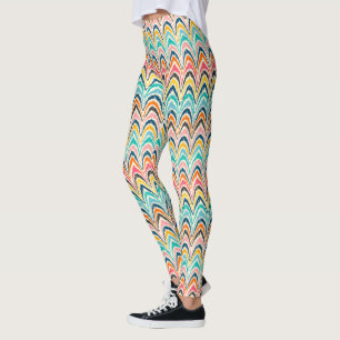 Multi-coloured Ikat Chevron Flame Stitch Leggings