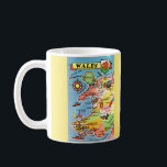 Multi Coloured Illustrated Map of Wales Coffee Mug<br><div class="desc">Colourful illustrated vintage postcard map of Wales.</div>
